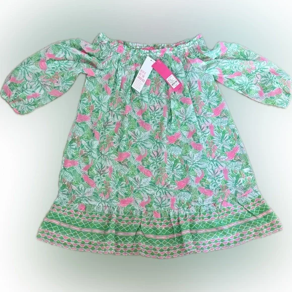 Lilly putzer, new with tags, MariBeth sheer Off-Shoulder Dress/cover up size Sm‎ - Picture 3 of 4